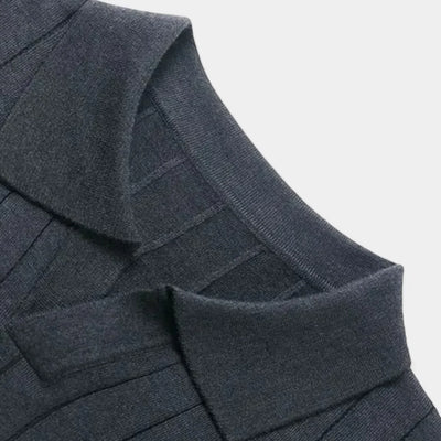 Ascot Knit Polo - Grey