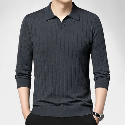 Ascot Knit Polo - Grey